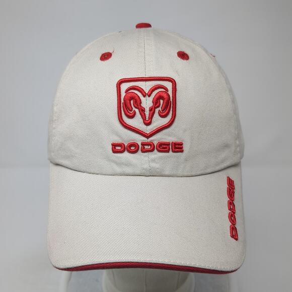 Dodge Logo Strapback Hat Beige One Size Adjustable Solid Embroidered - Picture 2 of 11